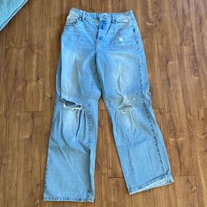 Refuge Blue distressed wide leg jeans